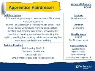 Full Description A fantastic opportunity to join a salon in Thrapston , Northamptonshire.