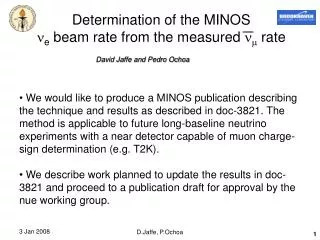 Determination of the MINOS  e beam rate from the measured   rate