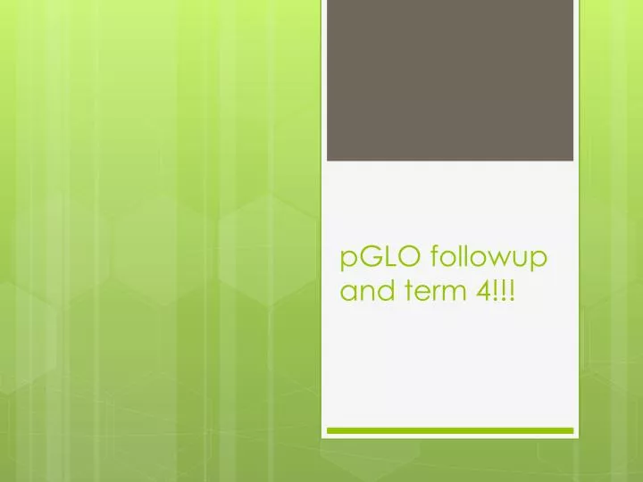 pglo followup and term 4