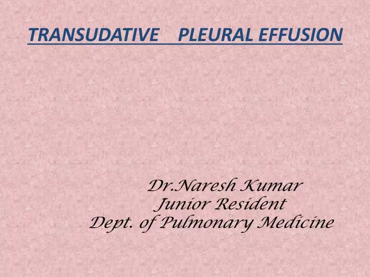 transudative pleural effusion