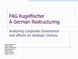 FAG Kugelfischer A German Restructuring