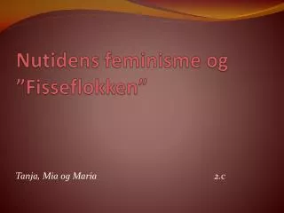 Nutidens feminisme og ”Fisseflokken”