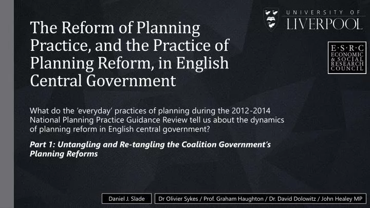 the reform of planning practice and the practice of planning reform in english central government