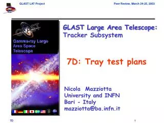 7D: Tray test plans