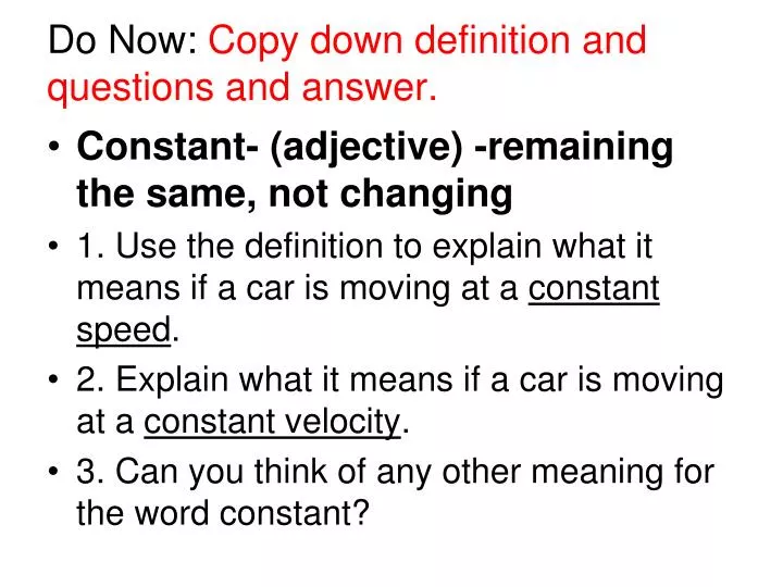 do now copy down definition and questions and answer