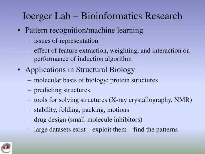 ioerger lab bioinformatics research
