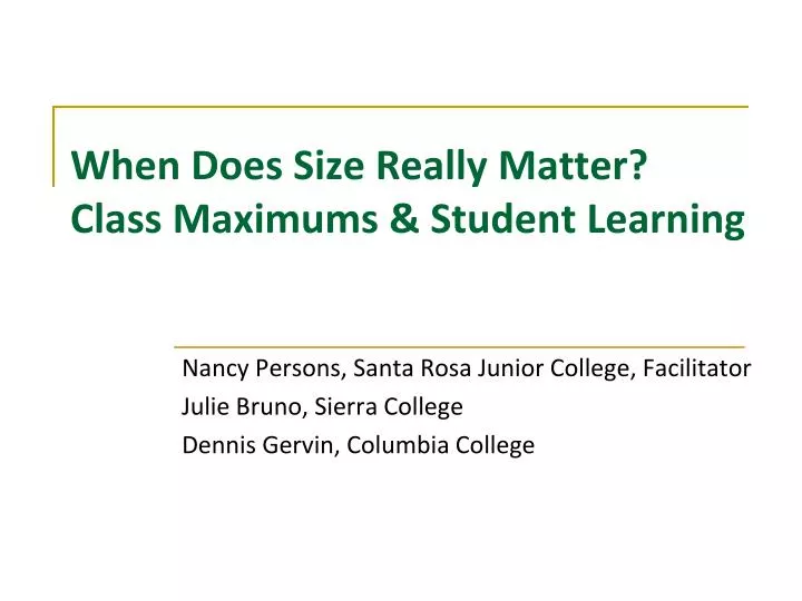 when does size really matter class maximums student learning