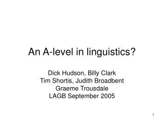 An A-level in linguistics?