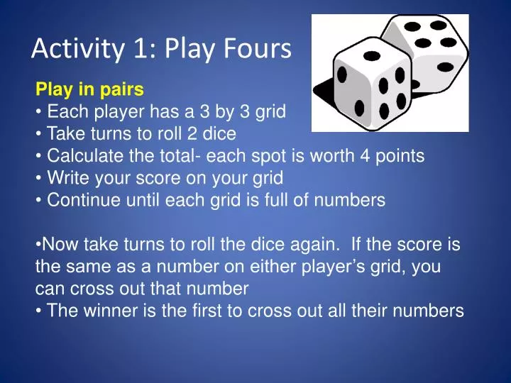 activity 1 play fours