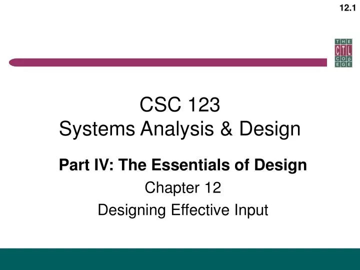 csc 123 systems analysis design