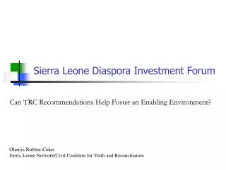 Sierra Leone Diaspora Investment Forum