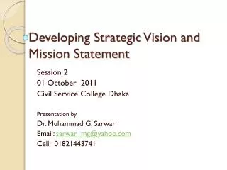 Developing Strategic Vision and Mission Statement