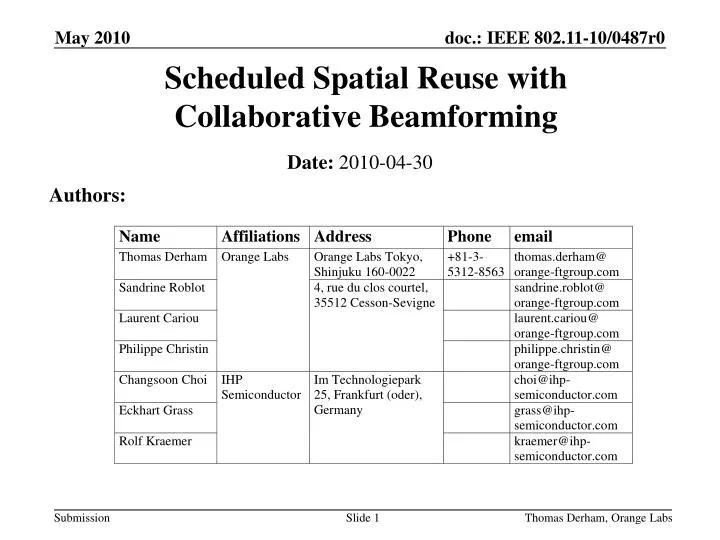scheduled spatial reuse with collaborative beamforming