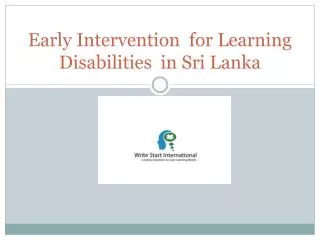 Early Intervention for Learning Disabilities in Sri Lanka