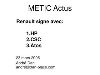 METIC Actus