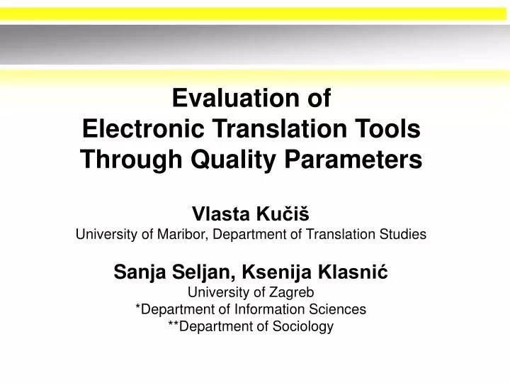 evaluation of electronic translation tools through quality parameters