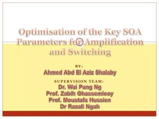 Optimisation of the Key SOA Parameters for Amplification and Switching