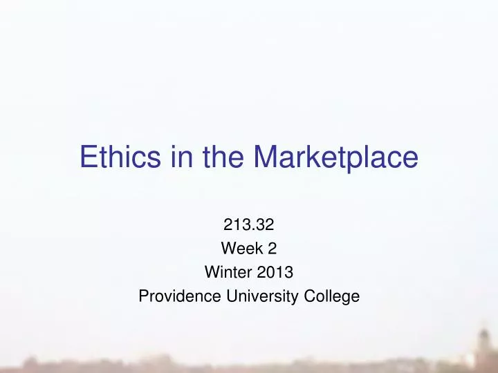 ethics in the marketplace
