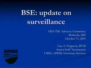 BSE: update on surveillance