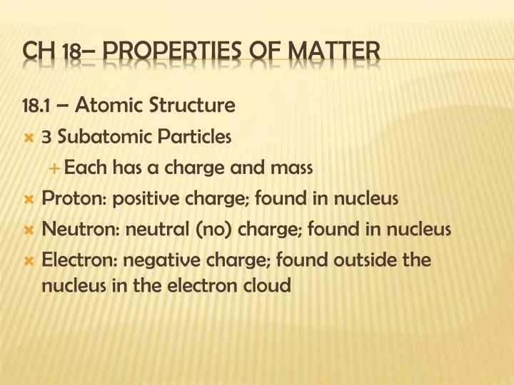 ch 18 properties of matter