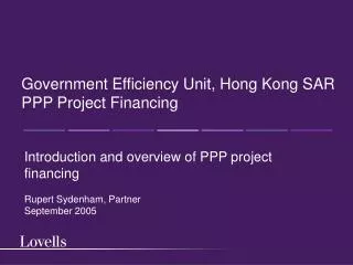 Government Efficiency Unit, Hong Kong SAR PPP Project Financing