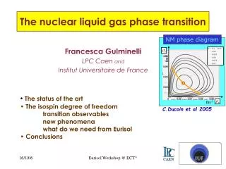The nuclear liquid gas phase transition