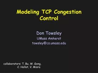 Modeling TCP Congestion Control