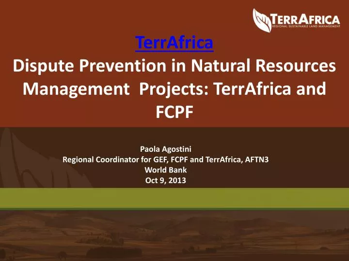 terrafrica dispute prevention in natural resources management projects terrafrica and fcpf
