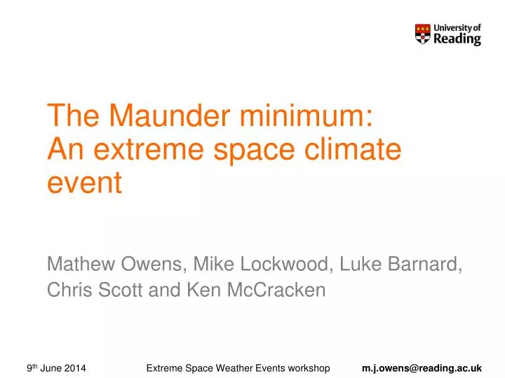 the maunder minimum an extreme space climate event