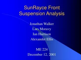 SunRayce Front Suspension Analysis