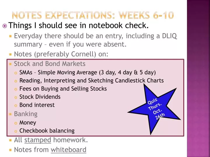 notes expectations weeks 6 10