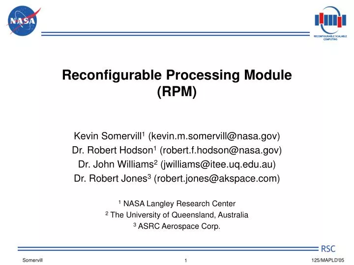 reconfigurable processing module rpm
