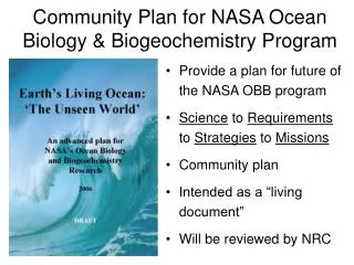 Provide a plan for future of the NASA OBB program