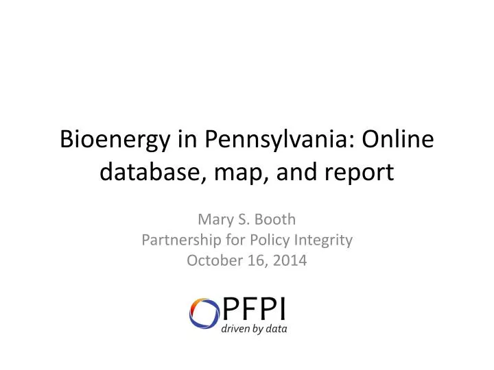 bioenergy in pennsylvania online database map and report
