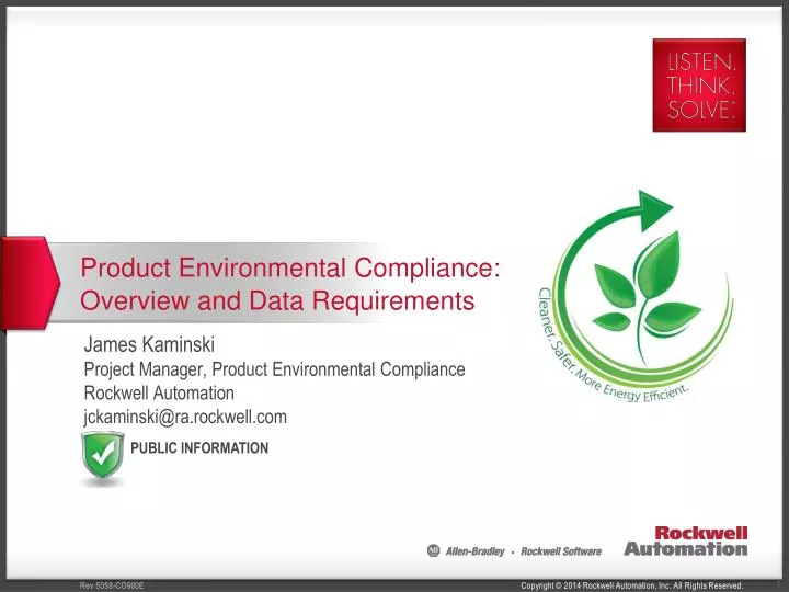 product environmental compliance overview and data requirements