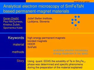 Analytical electron microscopy of SmFeTaN based permanent-magnet materials