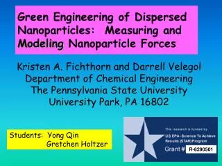 Green Engineering of Dispersed Nanoparticles: Measuring and Modeling Nanoparticle Forces