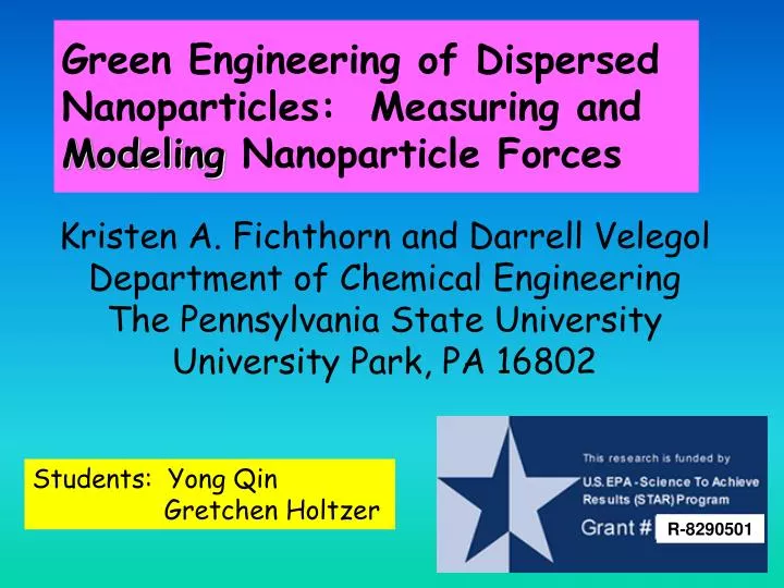 green engineering of dispersed nanoparticles measuring and modeling nanoparticle forces