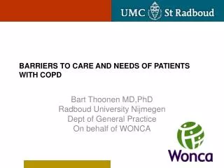 Barriers to care and needs of patients with COPD