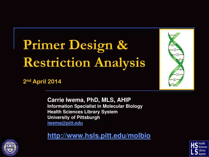 primer design restriction analysis 2 nd april 2014