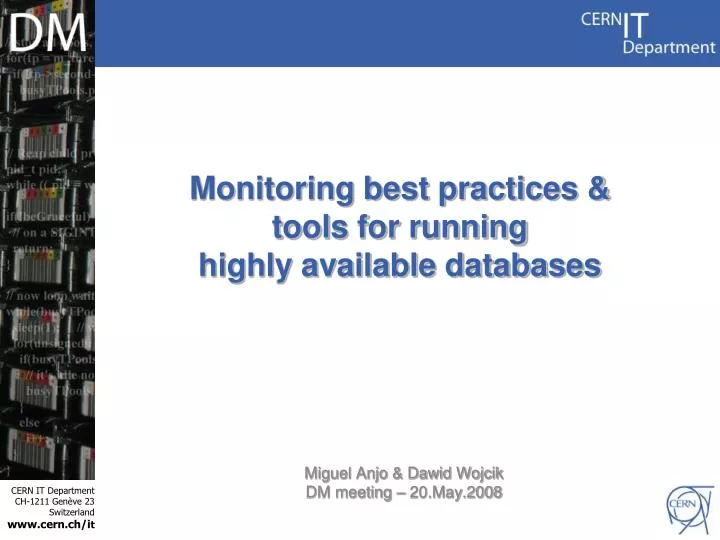 monitoring best practices tools for running highly available databases