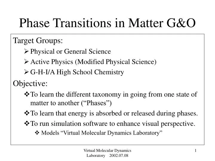 phase transitions in matter g o