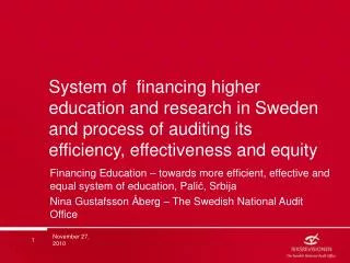 The Swedish National Audit Office(SNAO)