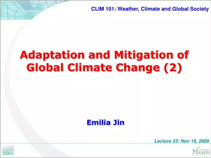 adaptation and mitigation of global climate change 2
