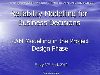 RAM Modelling in the Project Design Phase