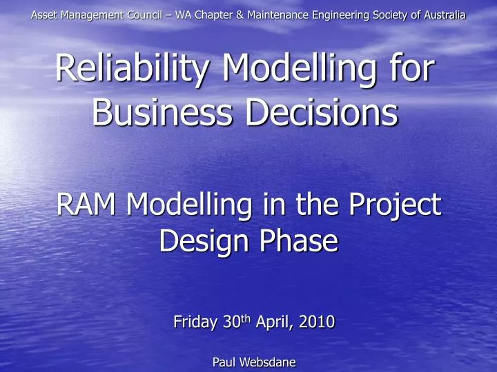 ram modelling in the project design phase