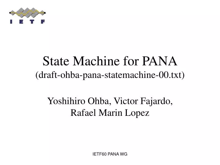 state machine for pana draft ohba pana statemachine 00 txt