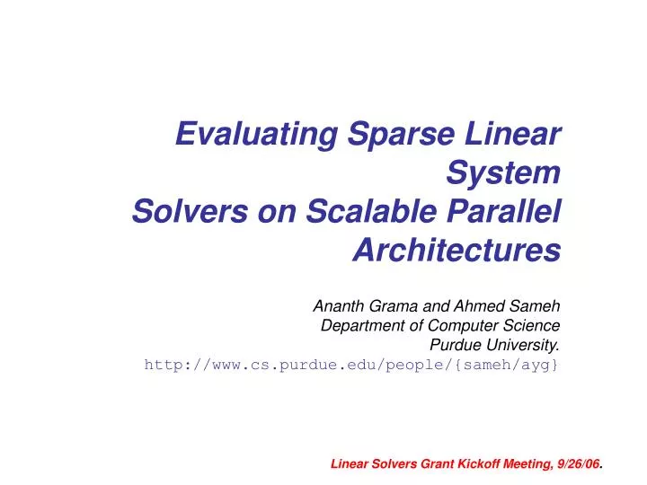 evaluating sparse linear system solvers on scalable parallel architectures