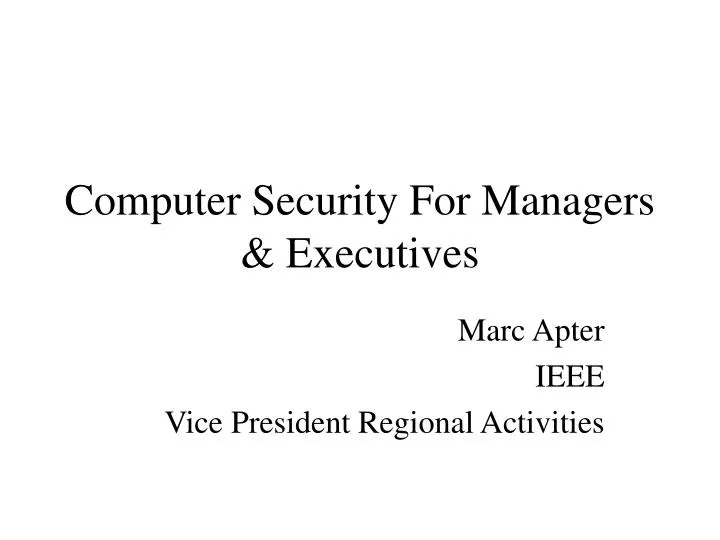 computer security for managers executives