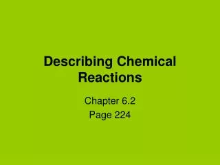 Describing Chemical Reactions